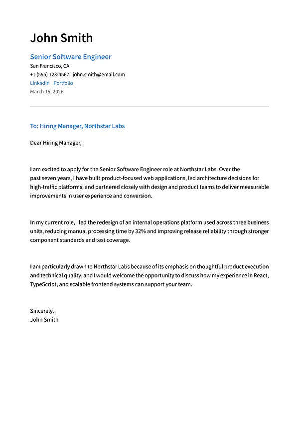 Aspire cover letter template from MySuperResume