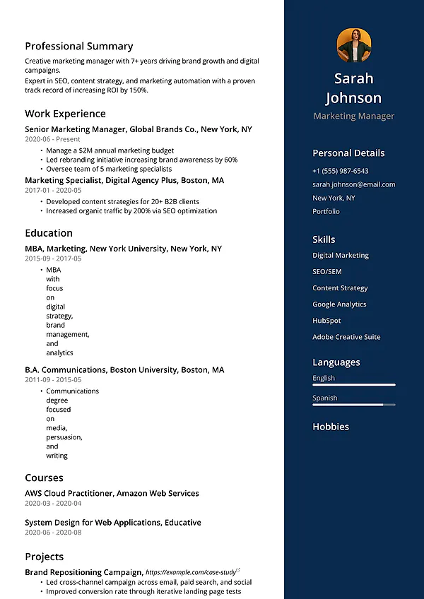 Flip View resume template with a distinctive modern layout, strong visual hierarchy, and creative structure.