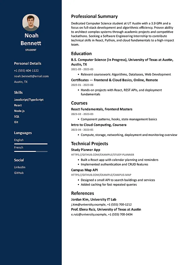 Skill Track resume template with a skills-focused layout, organized sidebar, and professional section hierarchy.