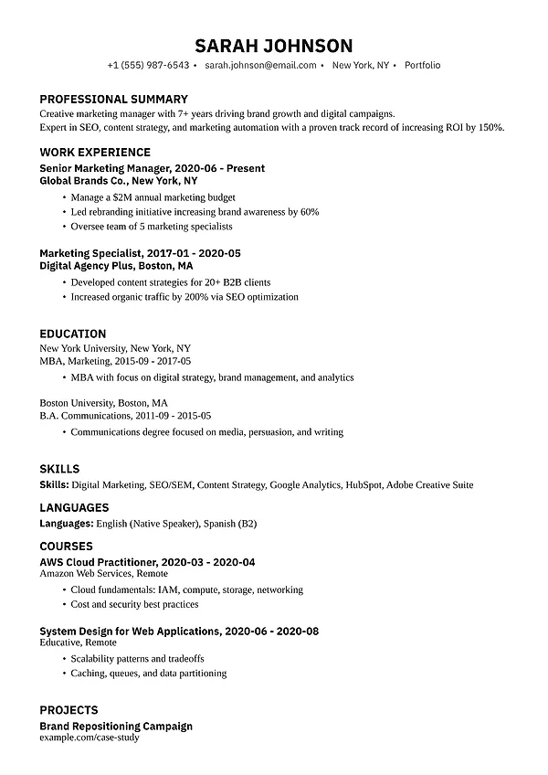 Vienna premium resume template from MySuperResume
